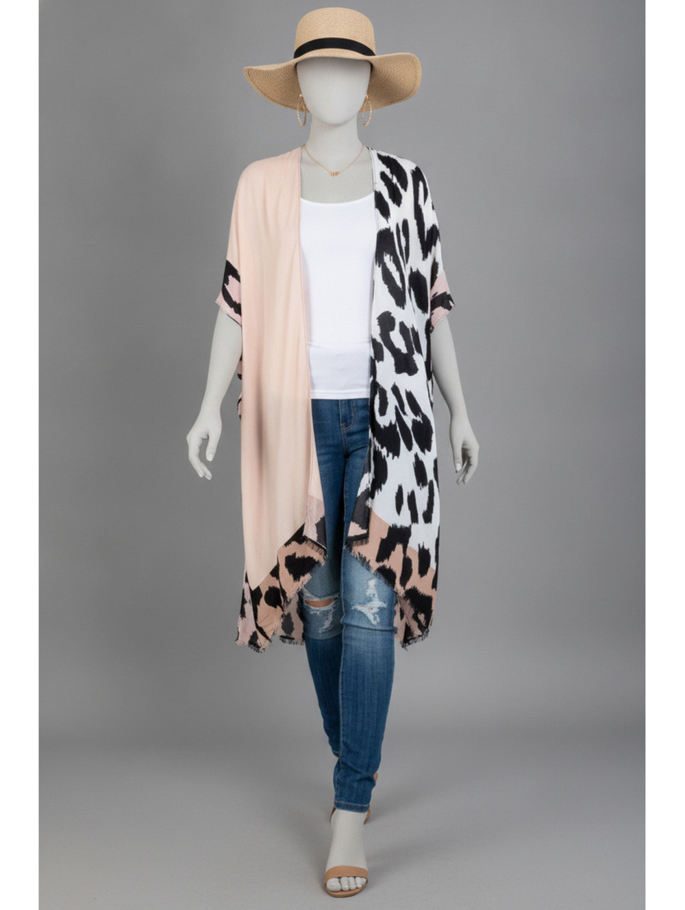 Animal print patchwork Kimono 100% Viscose